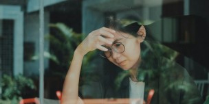 Woman having layoff anxiety