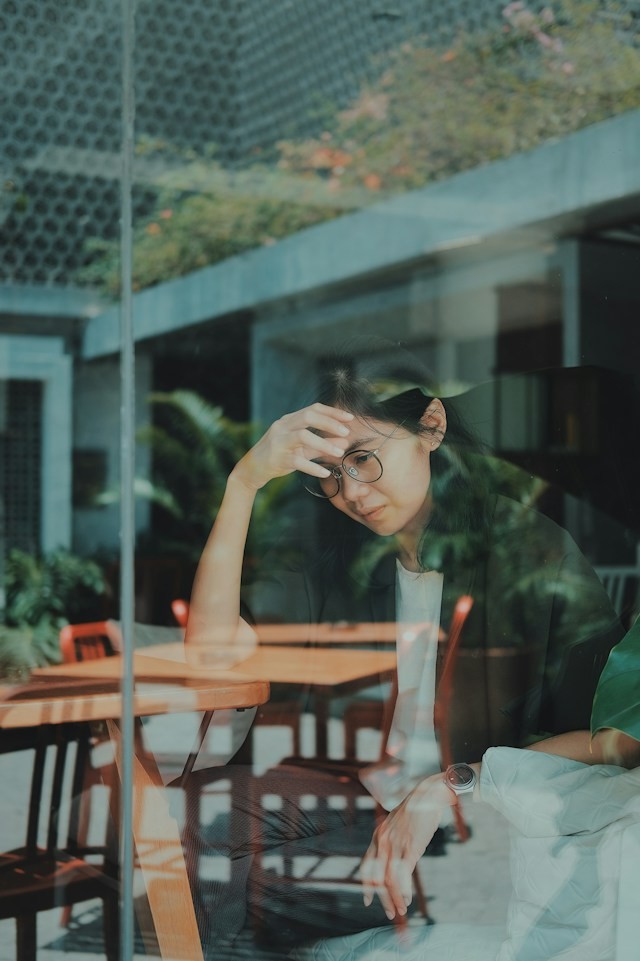 Woman having layoff anxiety