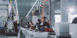 Female Workers at Manufacturing Plant