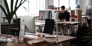 An employee working in the office