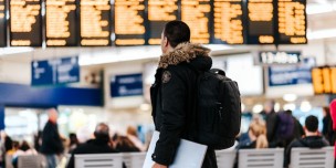 A photo showing an Airline passenger 