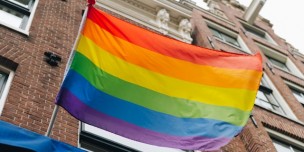 A photo showing a rainbow flag representing LGBTQs