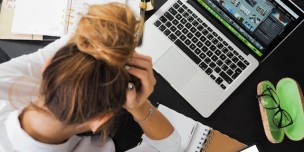 A photo of an anxious worker