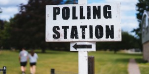 A photo of a polling station signage