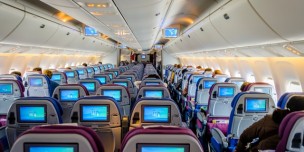 A photo of an airline cabin