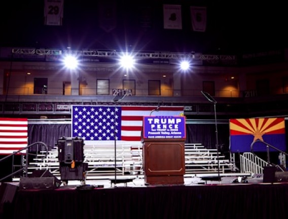 A photo of Trump's campaign podium