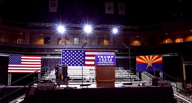 A photo of Trump's campaign podium