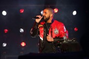 Rapper Drake speaks during introductions before the NBA All-Star Game