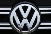 A Volkswagen logo is seen on the front of a Volkswagen vehicle at a dealership in Carlsbad, California, April 29, 2013.