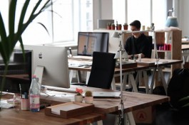 An employee working in the office