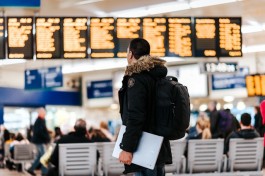 A photo showing an Airline passenger 