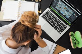 A photo of an anxious worker