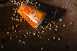 A photo of a scattered popcorn